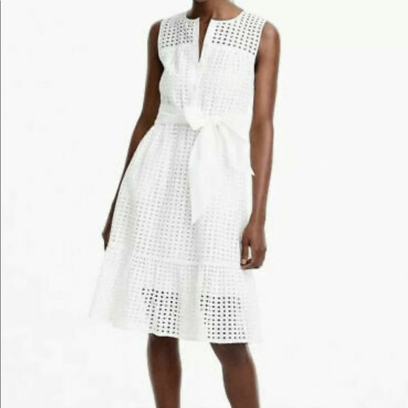 J.Crew All Over Eyelet Lace White Tie Dress J1608 100% Cotton Size 4 $128 NWD - Picture 1 of 7